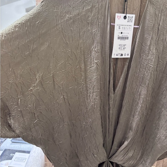 Zara Olive Green Draped Dress - Picture 5 of 5